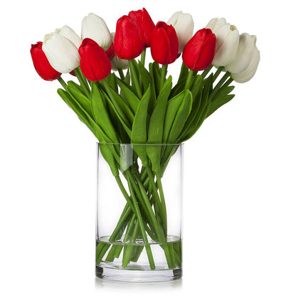 White Red Silk Tulip Flowers