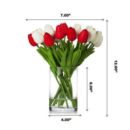 White Red Silk Tulip Flowers