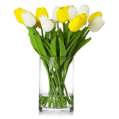 White Yellow Silk Tulip Flowers