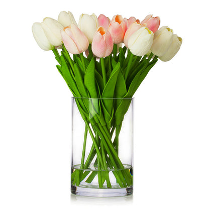 White Pink Silk Tulip Flowers