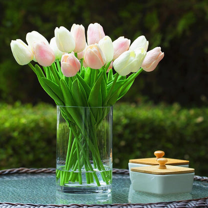 White Pink Silk Tulip Flowers