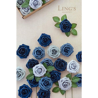 50-Pack Shades of Blue Foam Roses