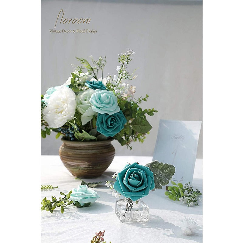 Artificial Teal Green Foam Roses