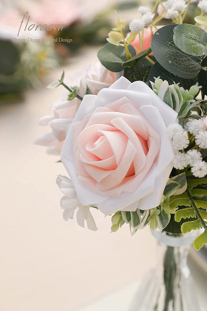 Artificial Blush Shades Foam Roses