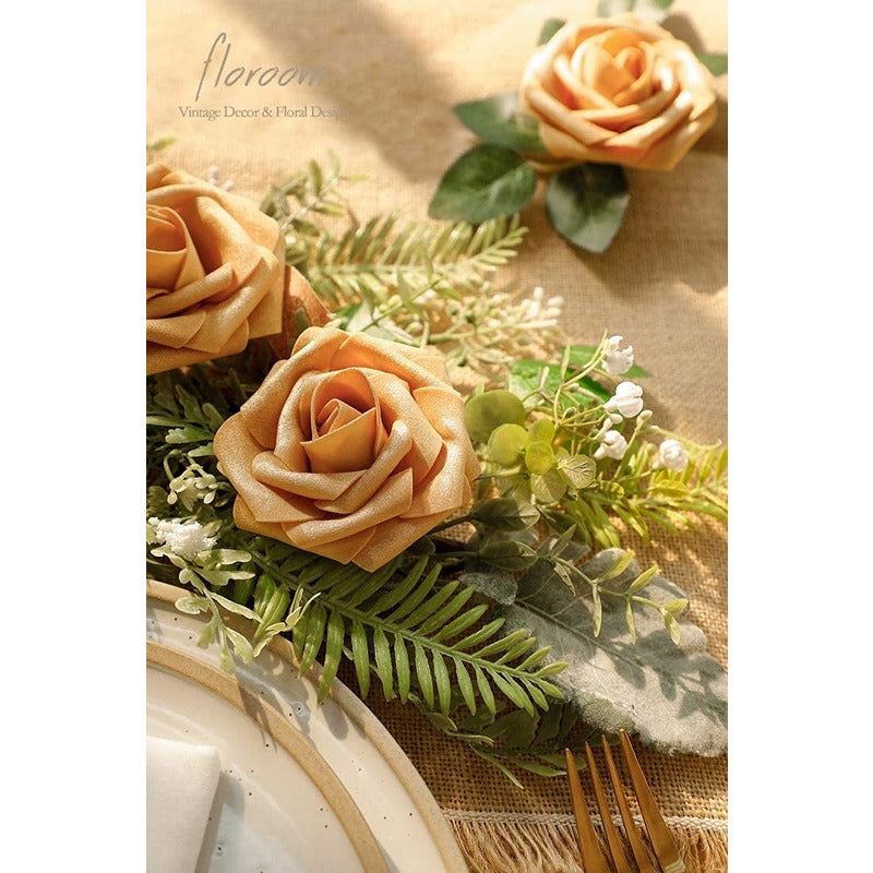 Artificial Gold Foam Roses