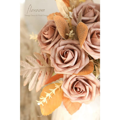 Artificial Warm Taupe Foam Roses