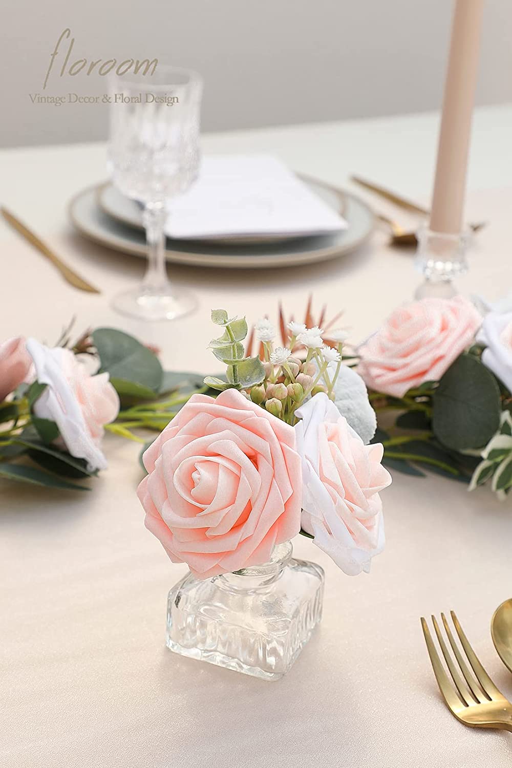 Artificial Blush Shades Foam Roses