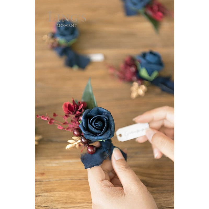 Navy Blue Terracotta Boutonniere Set