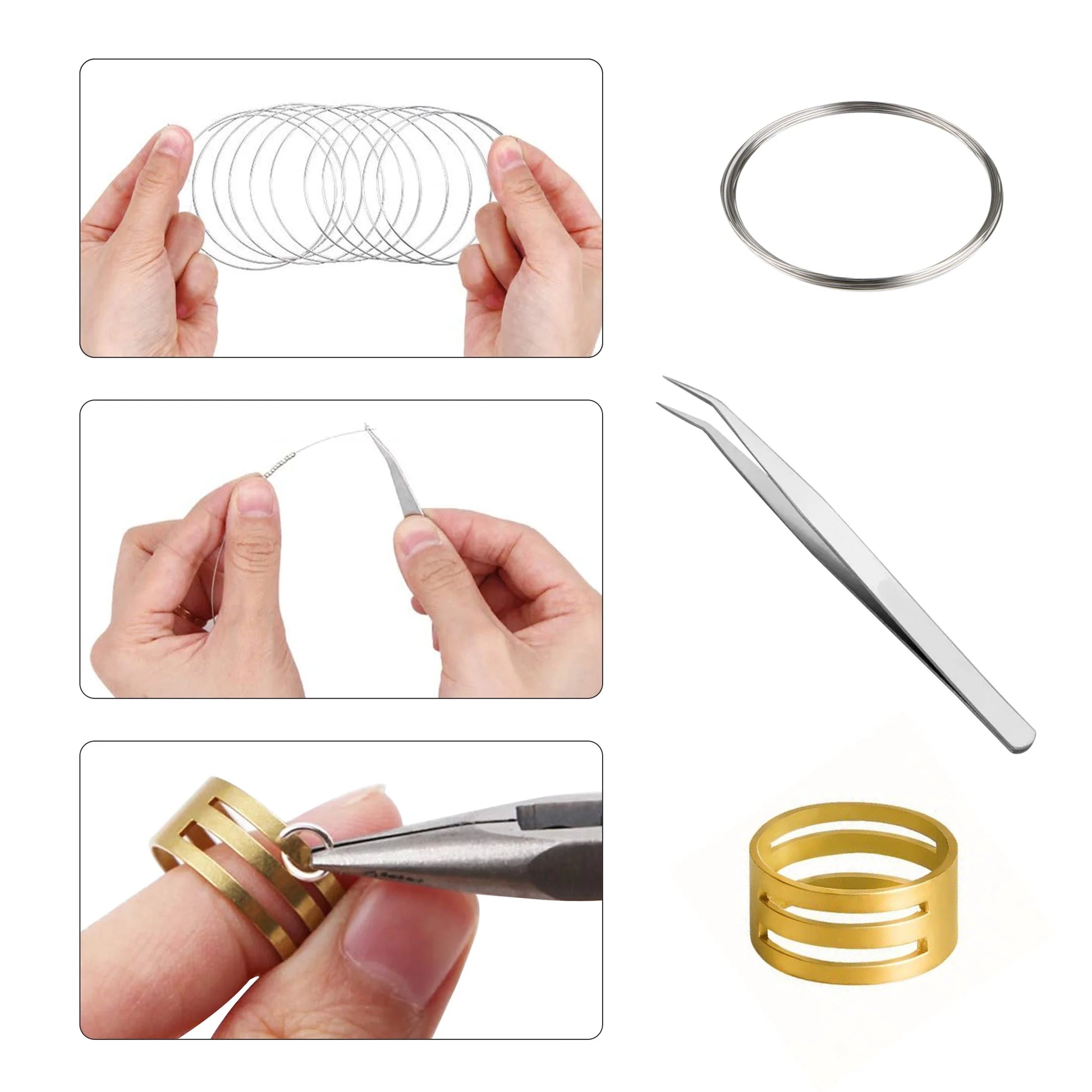 Jewelry Making Supplies, Jewelry Making Accessories Tool Kit Set Beading Wire Brass Ring Tweezer Pliers with Carrying Box for DIY Starter Beginner