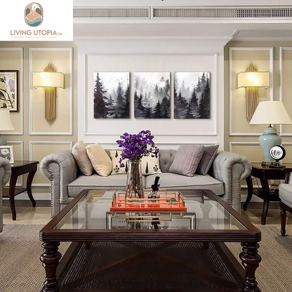 Scenery Watercolor Painting 3 Pieces Canvas Wall Art for Living Room Wall Decor for Bedroom Decorations Modern Office Home Decoration Black and White Forest Landscape Posters Canvas Prints Artwork