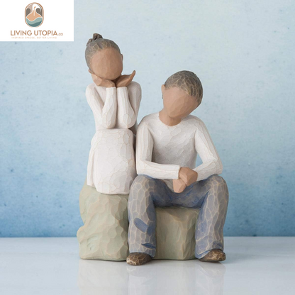 Brother and Sister (Darker Skin Tone & Hair Color), Sculpted Hand-Painted Figure