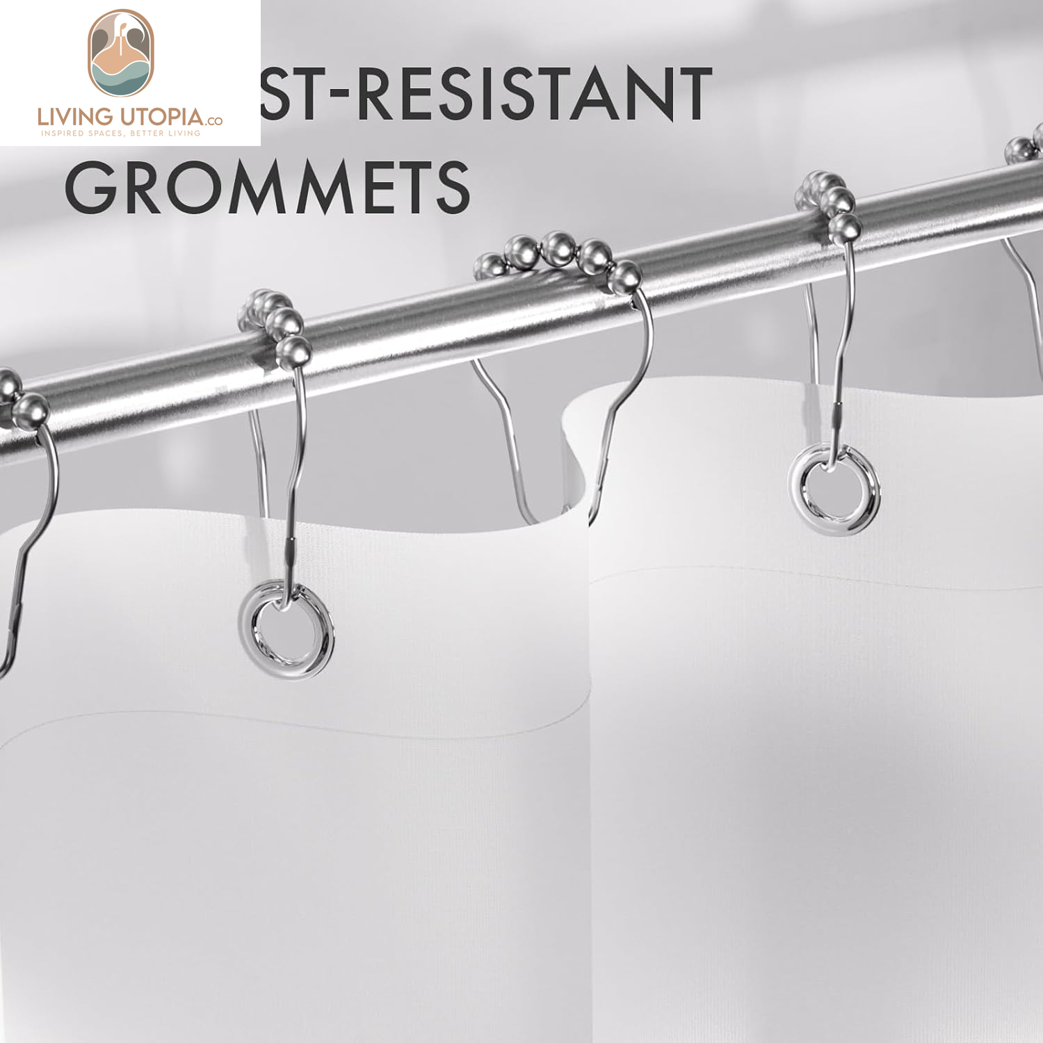 Shower Curtain, Cloth Ombre Black Shower Curtain Set with 12 Shower Curtain Hooks, Washable Fabric Black and White Shower Curtain, Rustic Farmhouse Bathroom Shower Curtain, 72X72 Inches