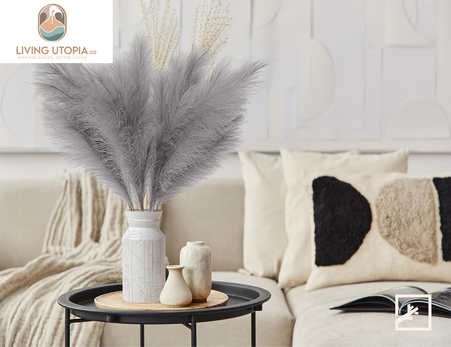 7-Pcs 38"/3.1FT Faux Pampas Grass Large Tall Fluffy Artificial Fake Flower Boho Decor Bulrush Reed Grass for Vase Filler Farmhouse Home Wedding Decor (Grey)