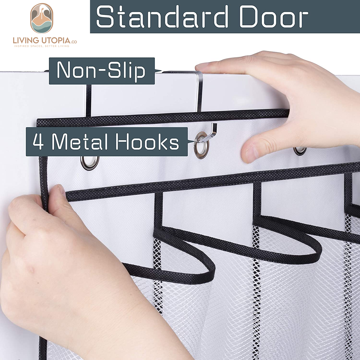 28 Large Mesh Pockets over the Door Shoe Rack, Hanging Shoe Organizer for Closet Hanging Sneaker Holder Hanger, White
