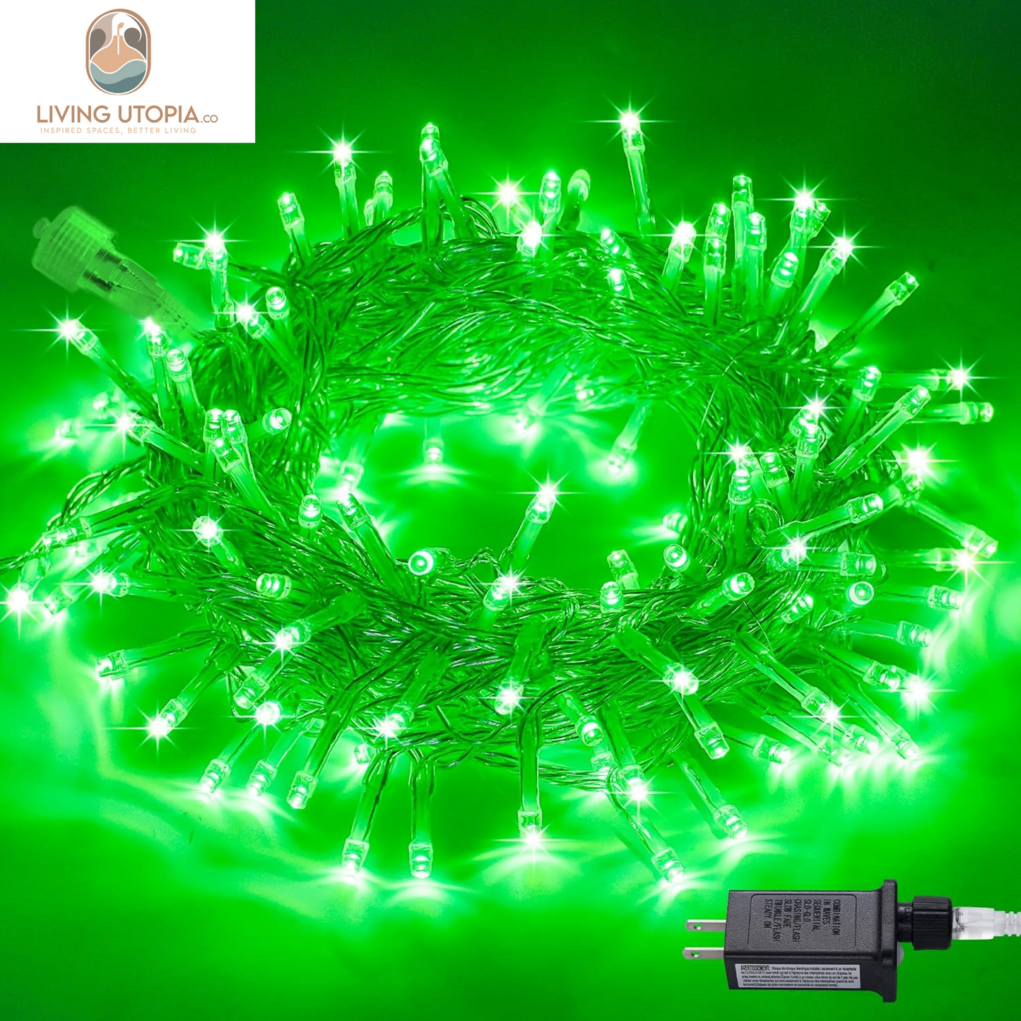 Connectable 100 LED Green Lights for St Patricks Day Decor, 8 Modes Plug-In Green String Lights Indoor, 33Ft Clear Wire Green Christmas Lights Outdoor for Christmas Tree Xmas Decor