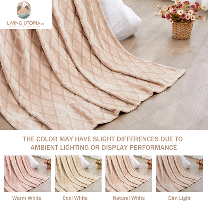 Soft Throw Blanket for Couch, 50X70 Inches Flannel Fleece Blanket, Decorative Geometry Pattern, Lightweight Plush for All Season, Camel