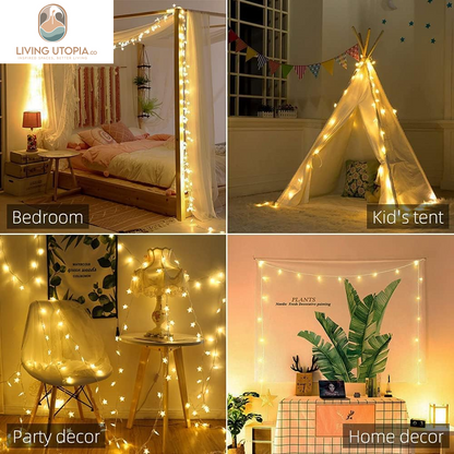 Star String Lights Plug in - 33 Ft 100 LED Star Fairy String Lights with Remote and Timer, Waterproof for Bedroom Porch Wedding Party Patio Garden Tent Indoor Outdoor Décor, Warm White