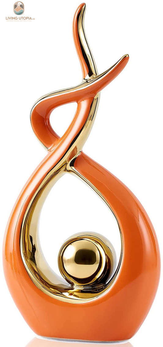 Home Decor Modern Art Ceramic Statue, Orange Coffee Table Decor, Hous Decorations for Living Room Dining Room Table Centerpiece Bookshelf (12.2" H)
