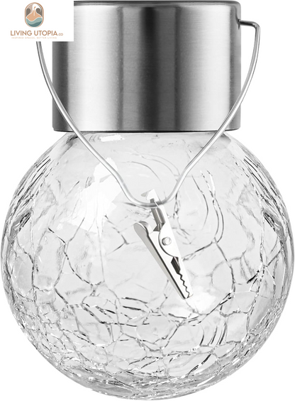 Solar Lights Outdoor Decorative 12 Pack, Hanging Solar Garden Lights Waterproof, Solar Powered Globe Lantern Cracked Glass Ball Lights for Yard Patio Fence Tree Umbrella Holiday Decoration,Warm White