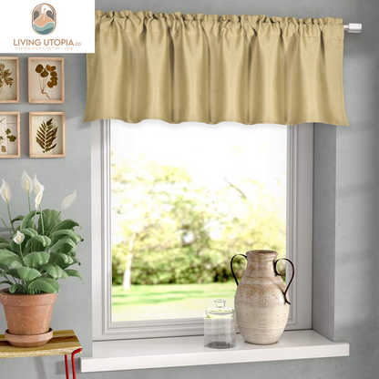 Energy Efficient Rod Pocket Curtains Valance for Windows Room Darkening Privacy Protection Valance 18 Inch Length for Bedroom Kitchen,Each Is 52X18 Inch,Biscotti Beige,Single Panel