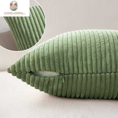 Pack of 2 Sage Green Corduroy Soft Soild Decorative Square Throw Pillow Covers Set Cushion Cases Pillowcases for Spring Sofa Bedroom Couch 18 X 18 Inch