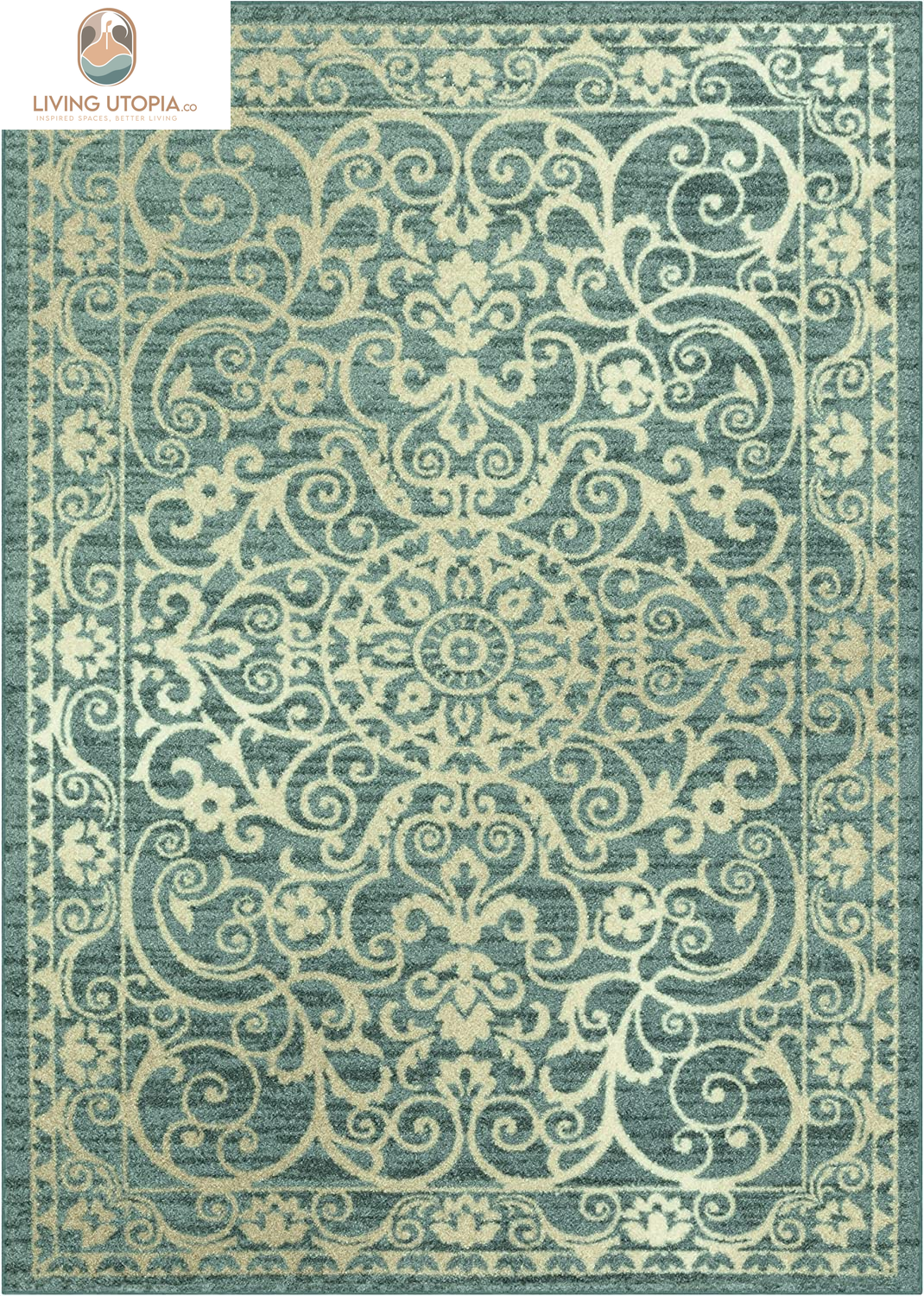 Area Rug - Pelham 5 X 7 Large Area Rugs [Made in USA] for Living Room, Bedroom, and Dining Room, Light Spa