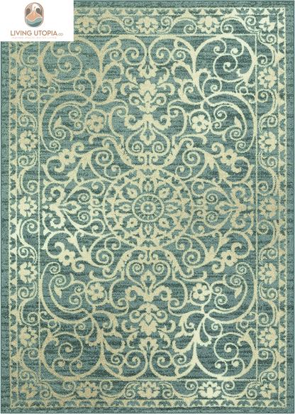 Area Rug - Pelham 5 X 7 Large Area Rugs [Made in USA] for Living Room, Bedroom, and Dining Room, Light Spa