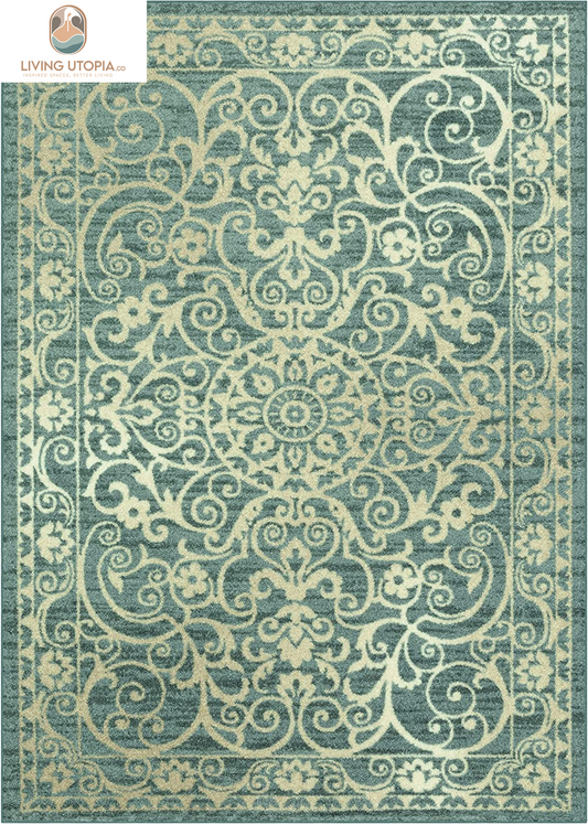 Area Rug - Pelham 5 X 7 Large Area Rugs [Made in USA] for Living Room, Bedroom, and Dining Room, Light Spa