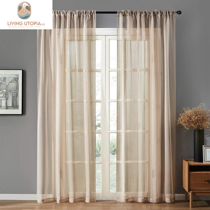 Beige Sheer Curtains Sheers Living Room 84 Inch Length Light Filtering Voile Curtain Panels Bedroom Draperies Rod Pocket Window Treatment Set 2 Panels