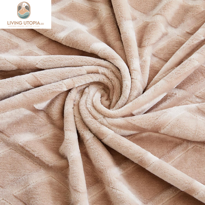 Soft Throw Blanket for Couch, 50X70 Inches Flannel Fleece Blanket, Decorative Geometry Pattern, Lightweight Plush for All Season, Camel