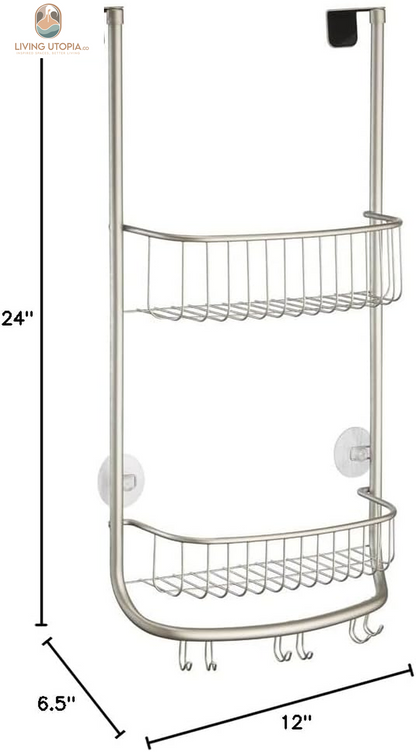 Idesign Over-The-Door Hanging Shower Caddy Organizer, the Forma Collection – 12” X 6.5” X 24”, Matte Black