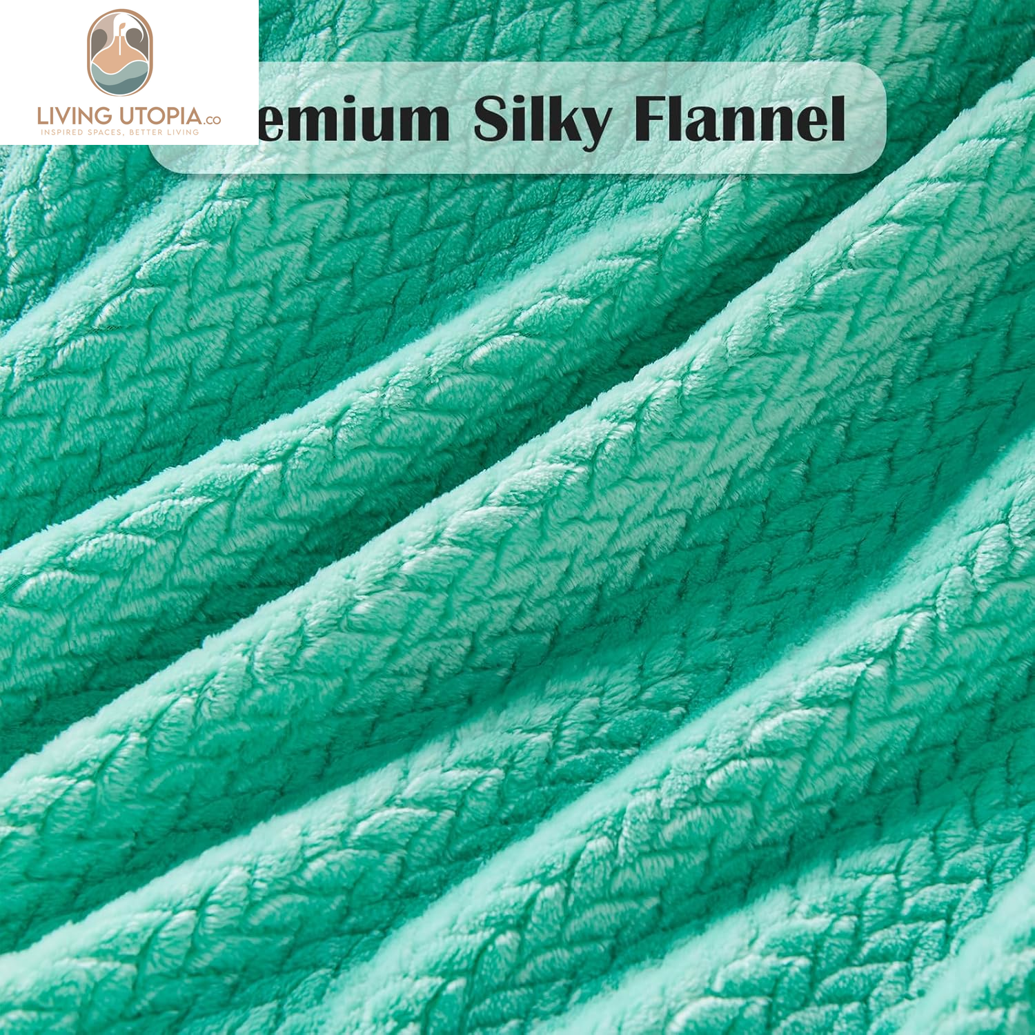 Super Soft Throw Blanket Aqua Premium Silky Flannel Fleece Leaves Pattern Lightweight Bed Blanket All Season Use (Aqua, Throw(40"X50"))