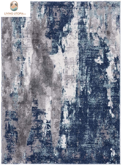 Euston Collection D.Blue-L.Blue 8X10 Modern Abstract Area Rug