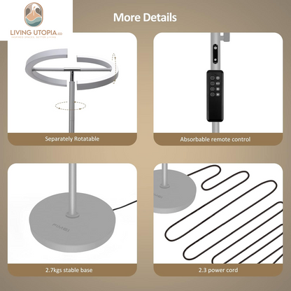 Split Floor Lamp with Reading Light, Modern Bright LED Rotatable Standing Lamp with Stepless Dimming and 3000K-6000K Color for Living Room Bedroom Office, Touch and Remote Control, Gray
