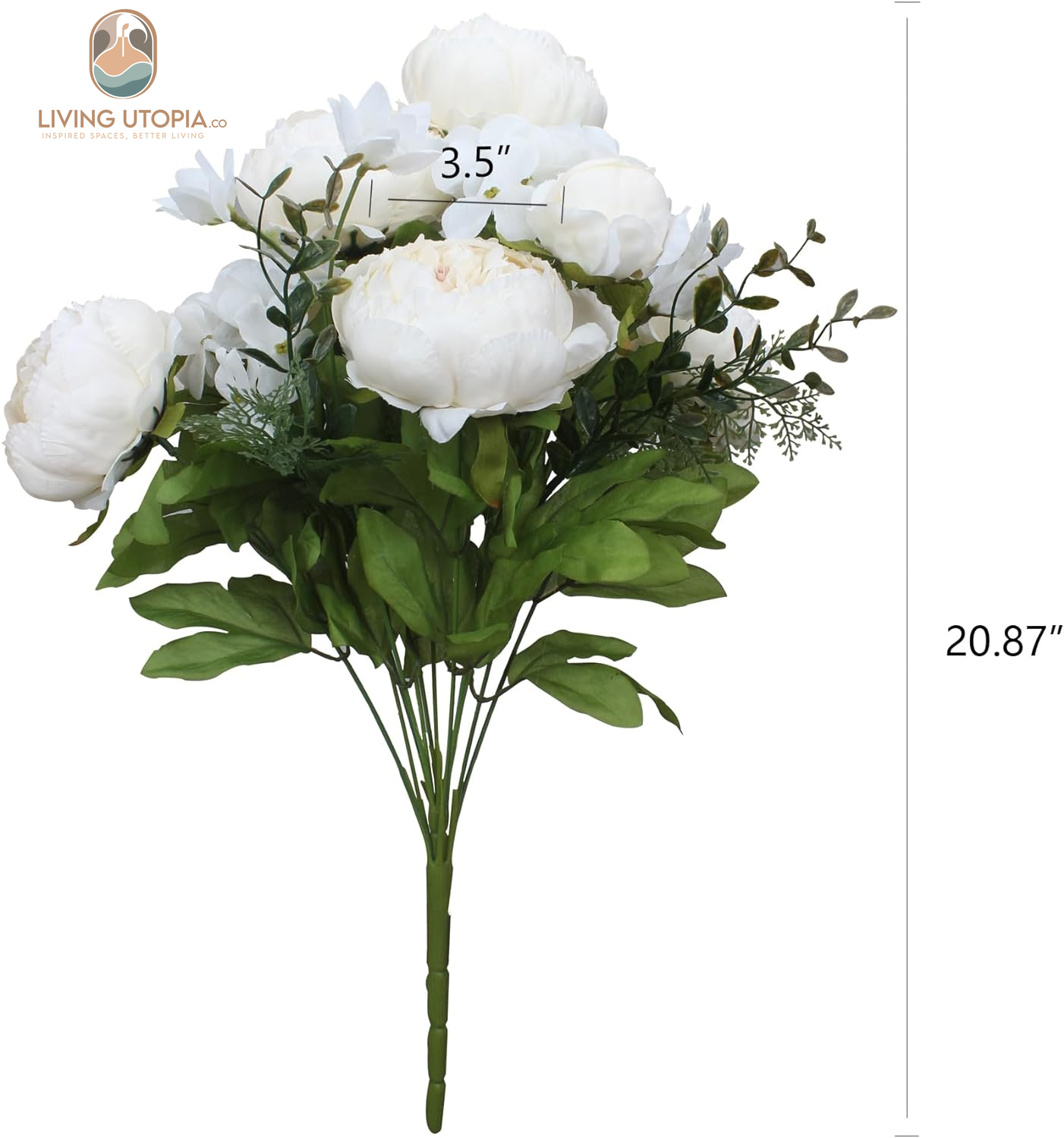 Artificial Peony Silk Flowers Fake Flowers Vintage Wedding Home Decoration,Pack of 1 (Spring Milk White)