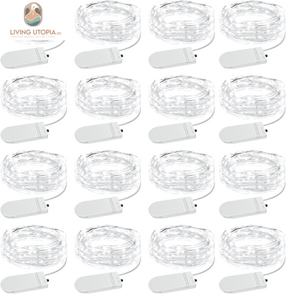 16 Pack Fairy Lights Battery Operated, IP68 Waterproof Mini String Light, 7Ft Small LED Bottle Light for Wedding Vase Centerpieces Table Decorations Christmas Indoor Party Jars Gift Cool White