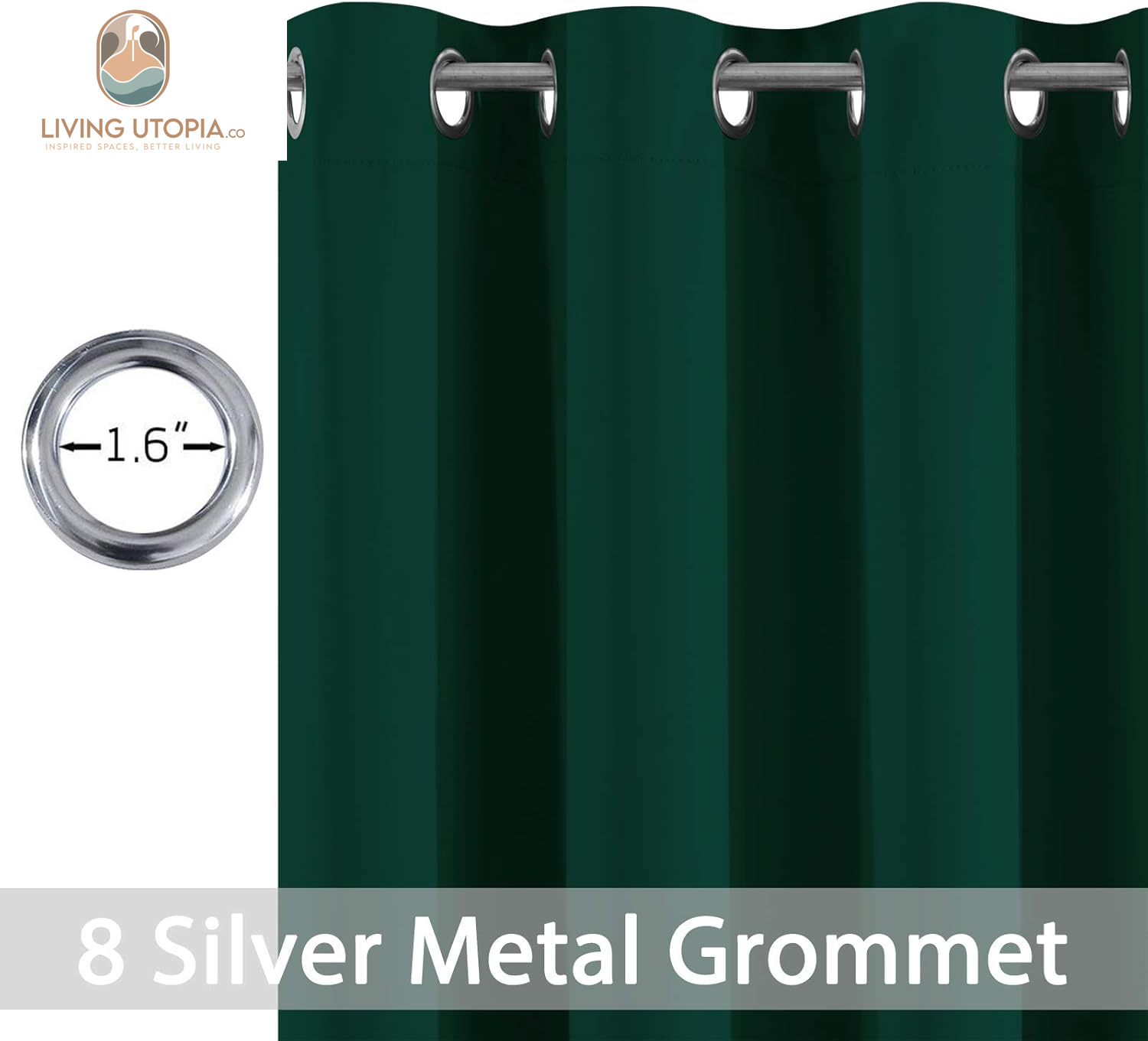 Dark Green Blackout Curtains for Bedroom, Room Darkening Thermal Insulated Grommet Window Curtains, Light Blocking Blackout Drapes for Living Room,52Wx84L Inch,2 Panels