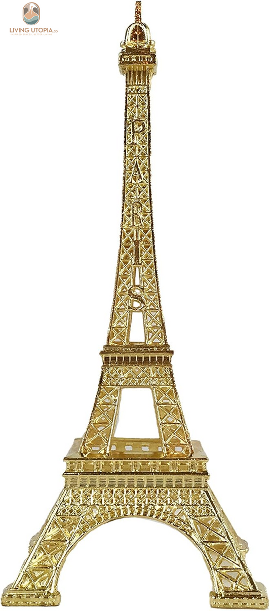 Eiffel Tower Statue Decor Alloy Metal, and Size (07", Gold)