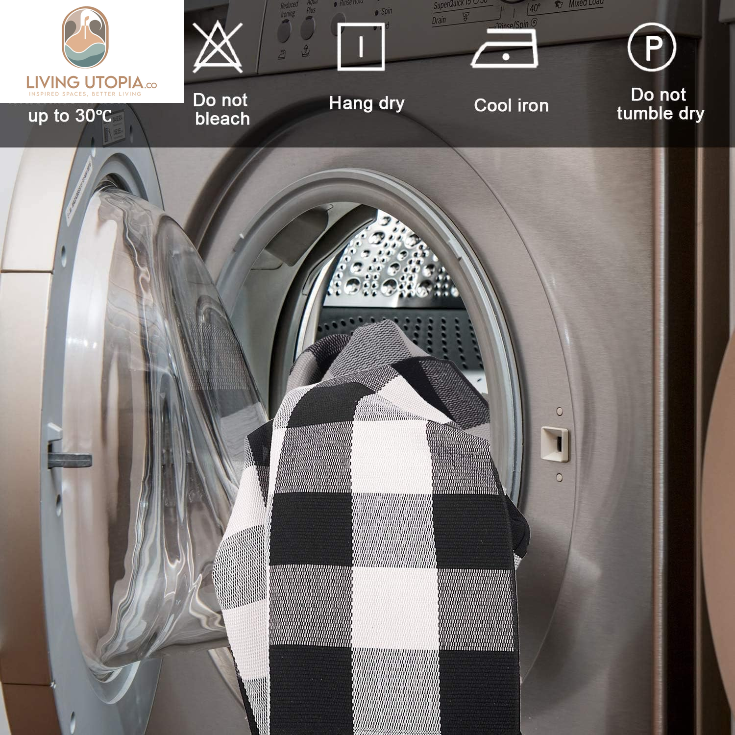 Cotton Buffalo Plaid Rug 2'X3' Black and White Checked Rug Washable Doormats Indoor Outdoor Rugs for Layered Front Door Mats, Porch, Kitchen, Farmhouse, Entryway