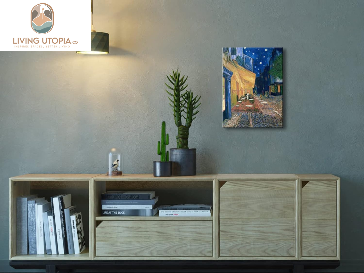 Cafe Terrace at Night Modern Stretched and Framed Giclee Canvas Prints Van Gogh Oil Paintings Reproduction Cityscape Picture on Canvas Wall Art Ready to Hang for Bedroom Home Decor