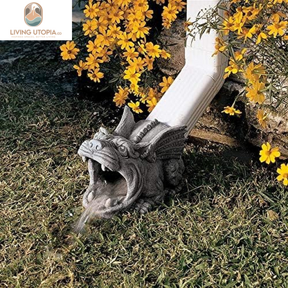 Roland the Gothic Gargoyle Gutter Guardian Rain Downspout Extension Outdoor Statue, 10 Inch Long, Cast Stone Resin, Grey Stone Finish