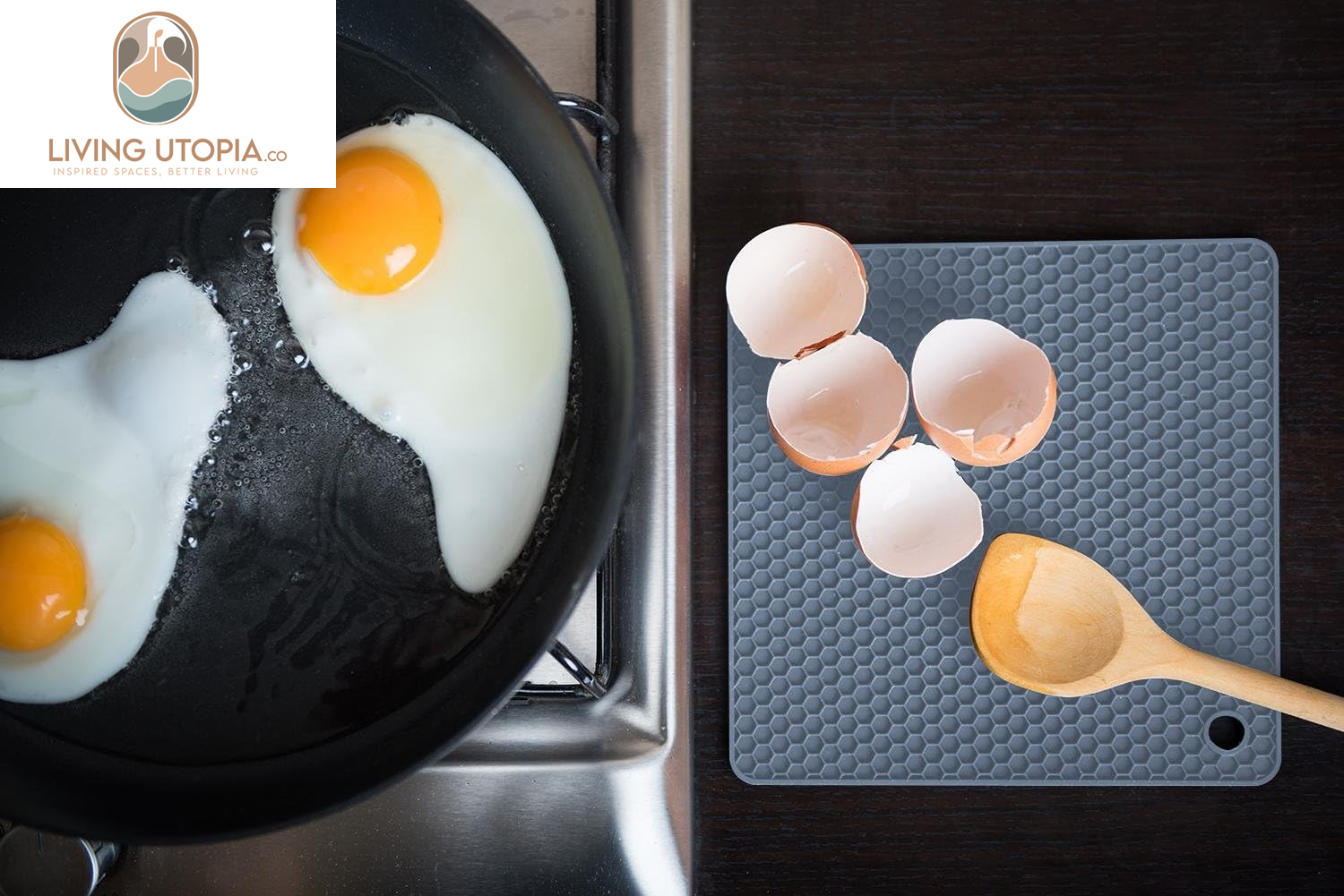 Silicone Trivet for Hot Dishes. Silicone Pot Holders Are Heat Resistant Mats for Countertop up to 440°F, Multipurpose - Non Slip Jar Opener Hot Disher Spoon Rest Food Grade & BPA Free (Gray)
