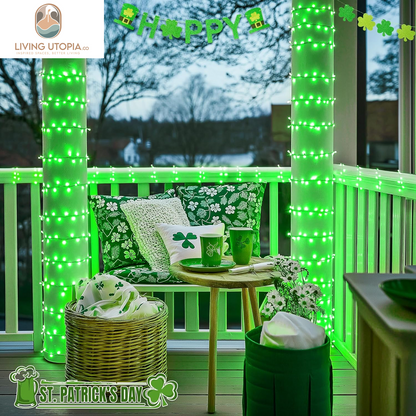 Connectable 100 LED Green Lights for St Patricks Day Decor, 8 Modes Plug-In Green String Lights Indoor, 33Ft Clear Wire Green Christmas Lights Outdoor for Christmas Tree Xmas Decor