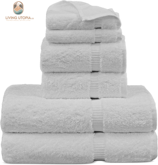 100% Turkish Cotton Towel Set (White, Towel Set - 6 Piece)