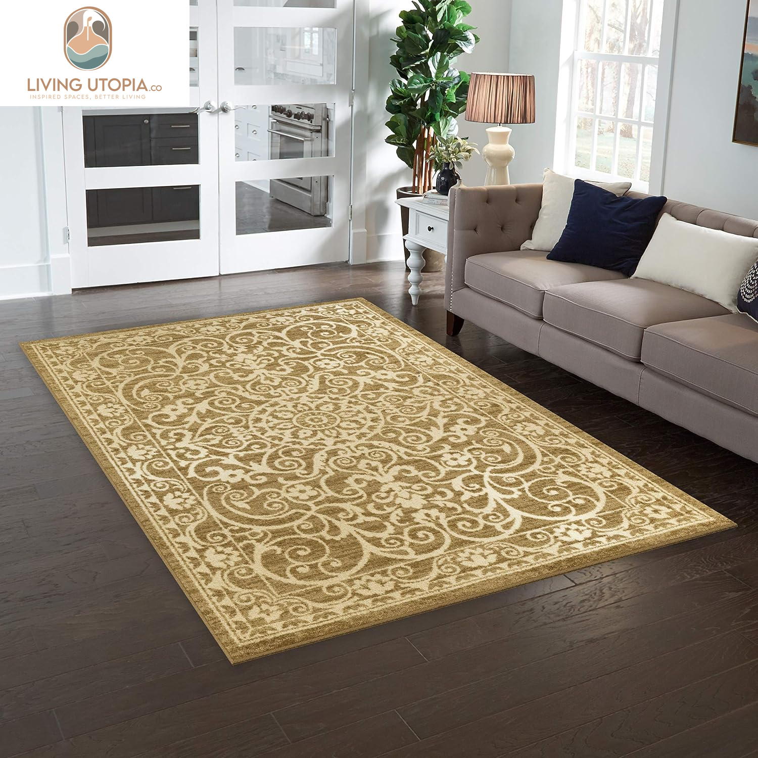 Area Rug - Pelham 5 X 7 Large Area Rugs [Made in USA] for Living Room, Bedroom, and Dining Room, Khaki