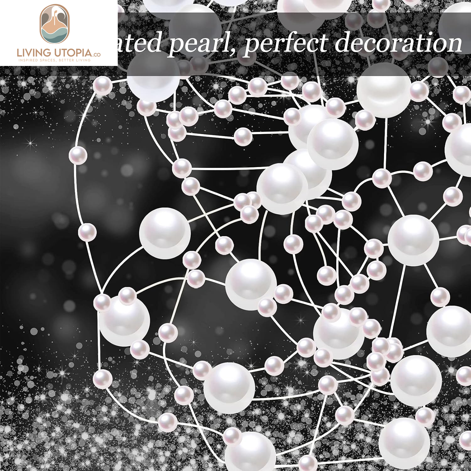 24 Pcs Artificial Pearl String for Floating Candle Faux Pearls Beads String Party Garland Decoration for Vases Filler Wedding Centerpiece Christmas Party Decor(White)