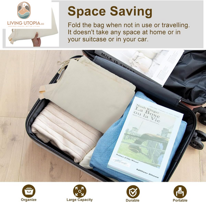Laundry Bag Backpack with Shoulder Straps and Handle, Extra Large Heavy Duty Laundry Bag, Canvas Backpack for College, Travel, Camp (Beige)