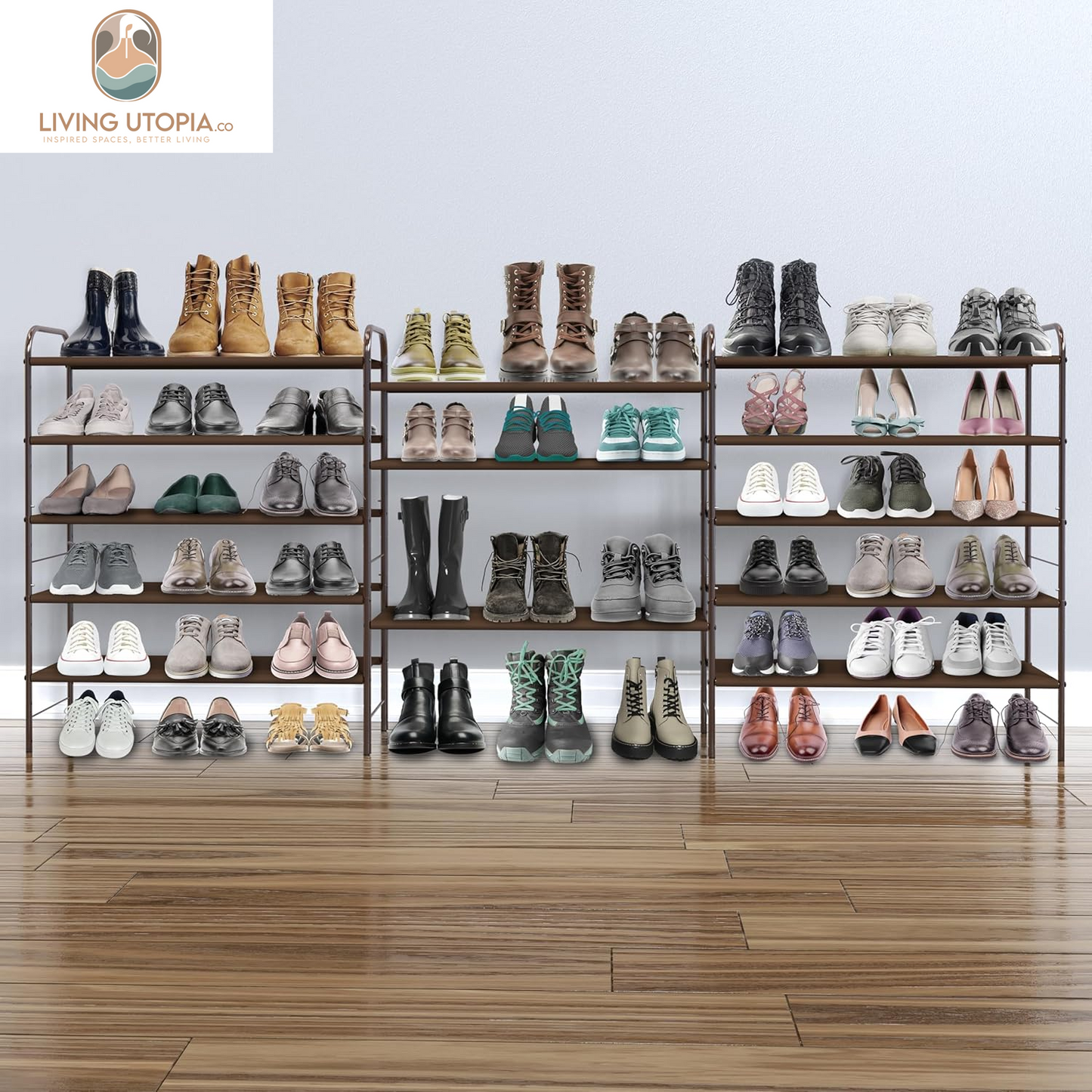 5-Tier Shoe Rack Storage Organizer, Bronze