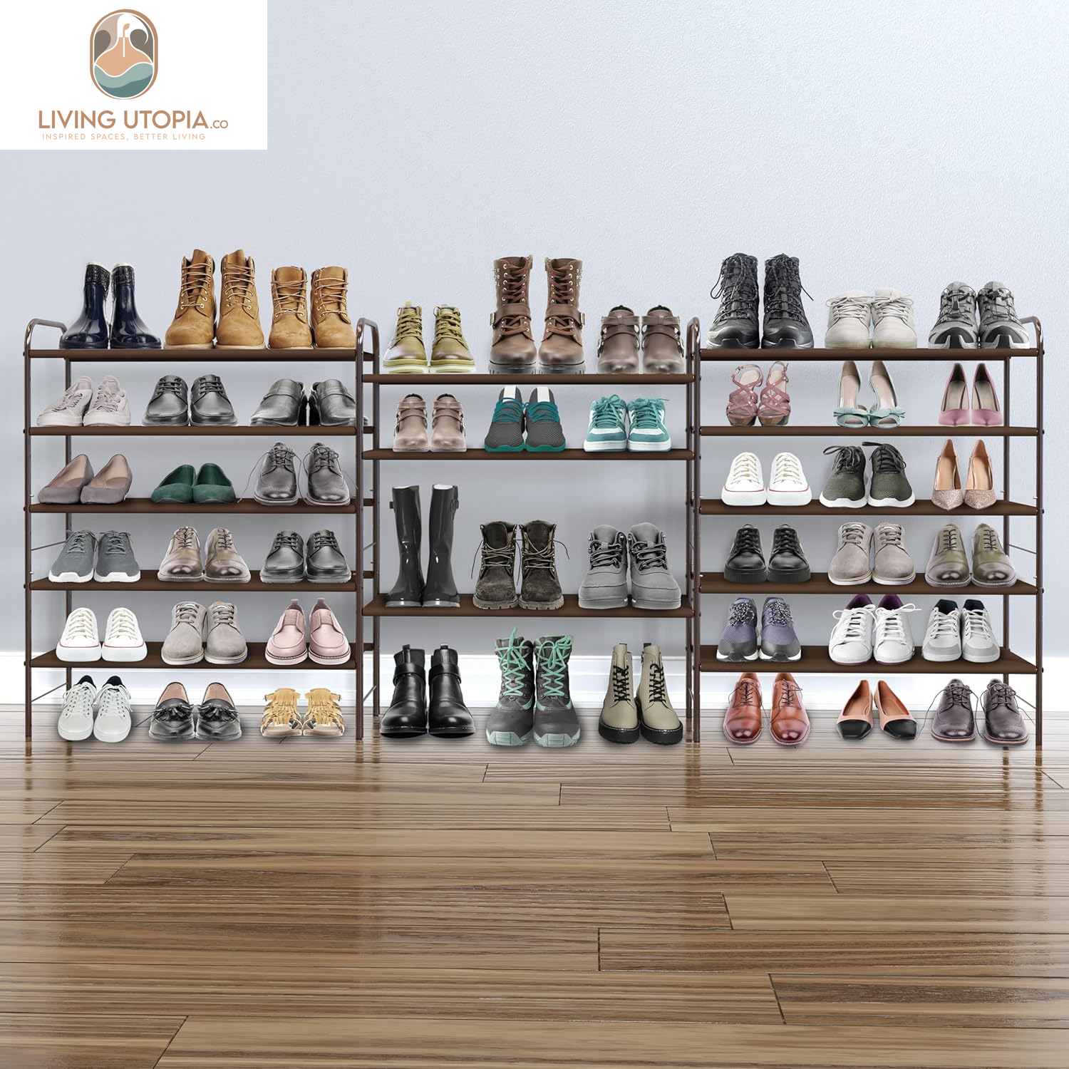 5-Tier Shoe Rack Storage Organizer, Bronze