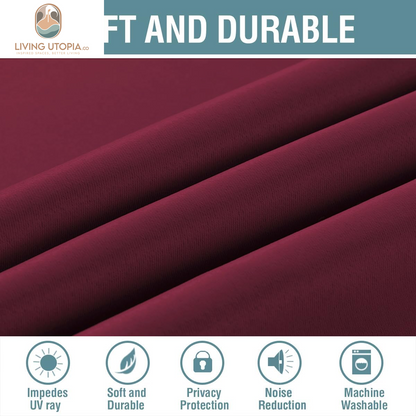 Blackout Curtains for Living Room/Bedroom Ultra Soft and Smooth Thermal Insulated Grommet Red Blackout Curtains for Christmas, 52 by 63 Inch Long - Single Panel